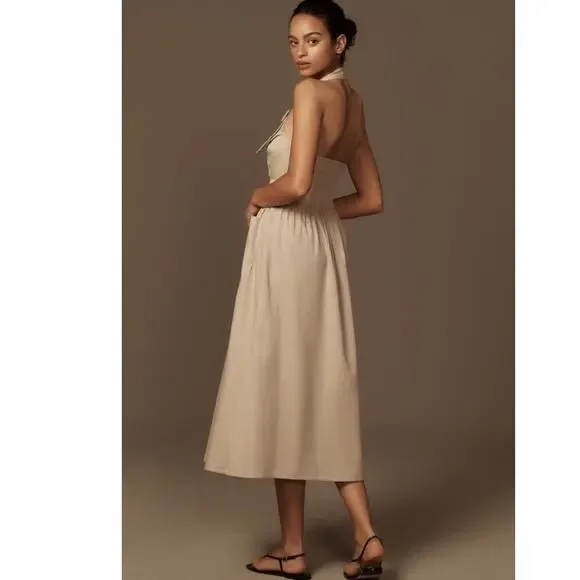 porridge halter utility midi dress Halter Utility Midi Dress